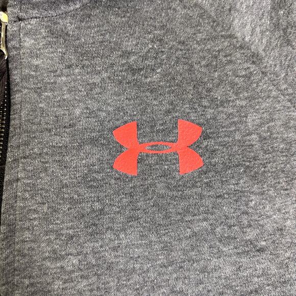 Under Armour 1/2 Zip Hoodie Men's Large Gray Florescent Pink Logo College Sporty - Picture 4 of 11